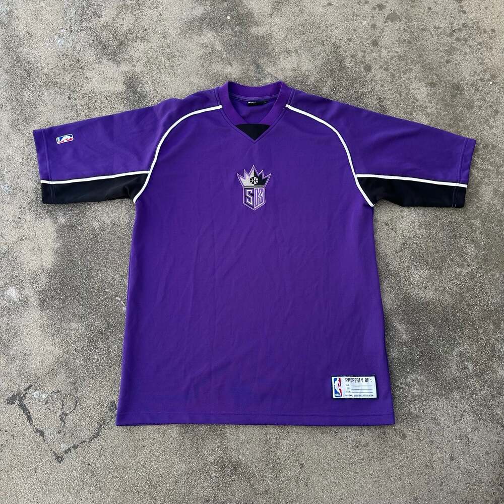 Vintage Sacramento Kings NBA Shooting Shirt Jersey Purple Black Size L